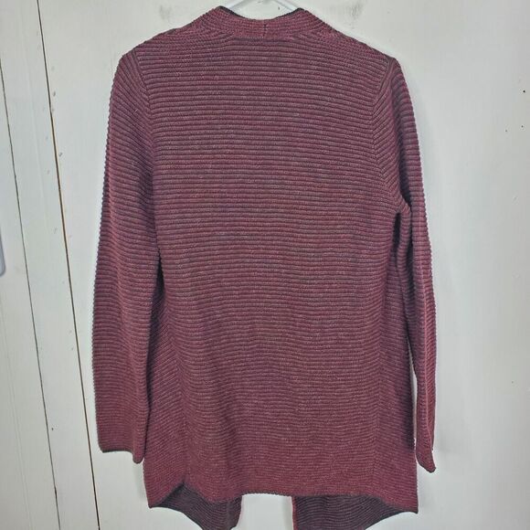 Pure Jill Cardigan Thick Knit Draped Collar Career Mature WOmens S Dark Red - Picture 2 of 11